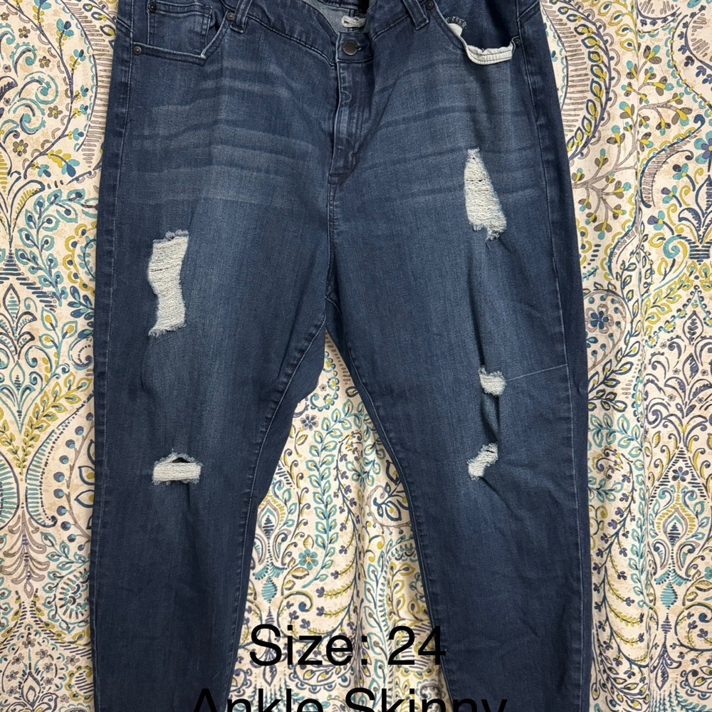 Women's Blue Distressed Jeans